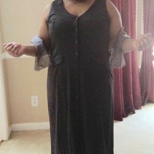 Brand new gray button dress with scarf